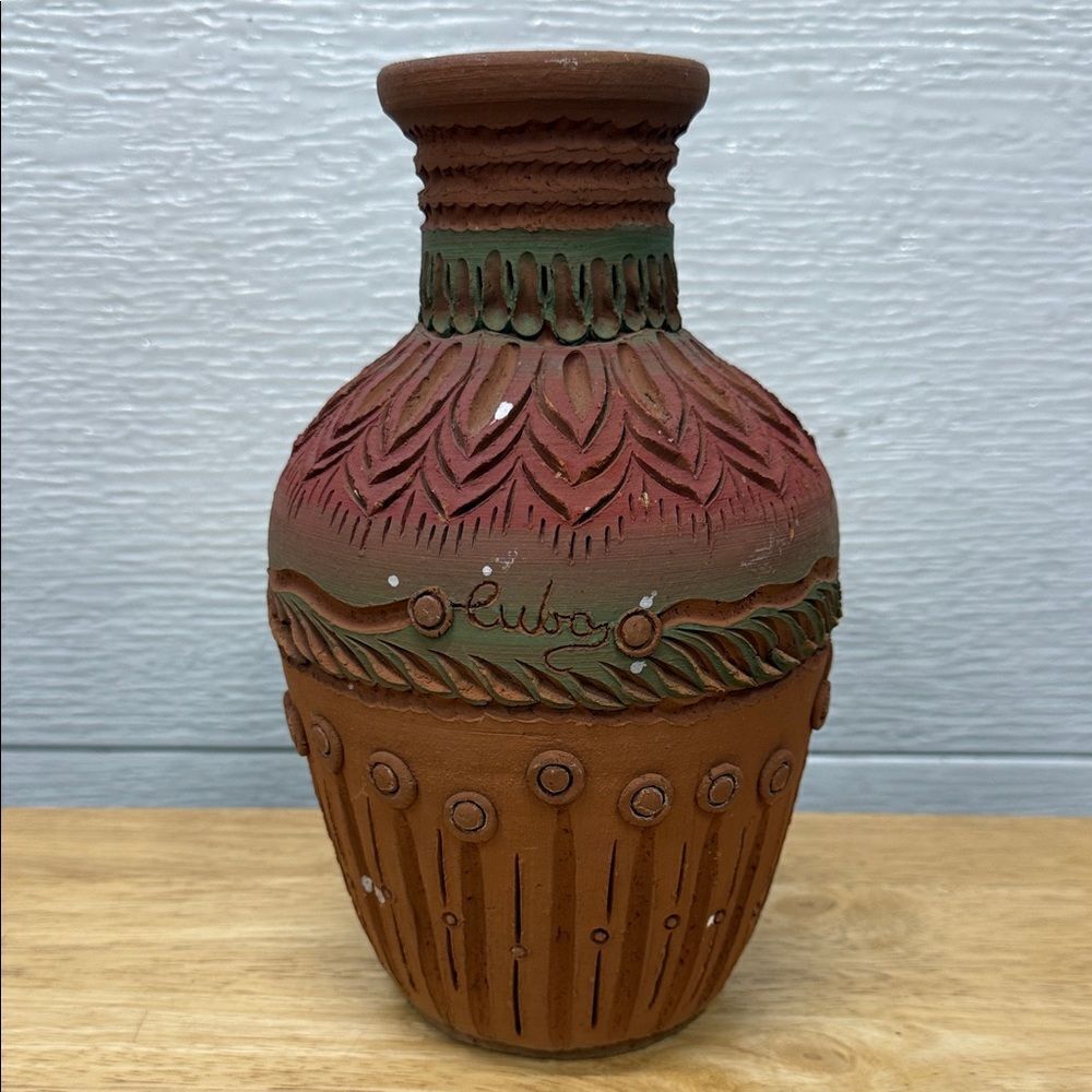 Handcrafted terracotta Multicolor Decorative Vase from Cuba